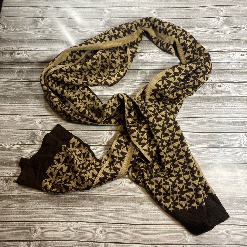 Michael Kors Black and Tan Patterned Scarf